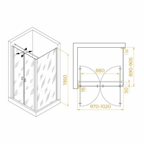 Душевой уголок RGW Passage 060814409-011 100х90 стекло прозрачное профиль хром без поддона - фото 2