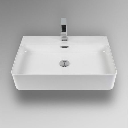 Раковина из сантехнического фарфора Bond Cube S02-600 60х40 накладная цвет белый 1 отверстие под смеситель
