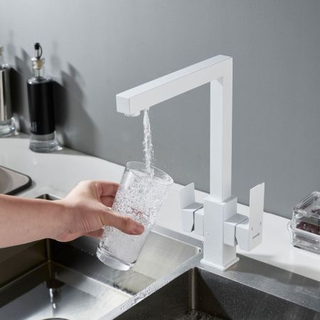 Смеситель для кухни Shevanik S148C на мойку белый