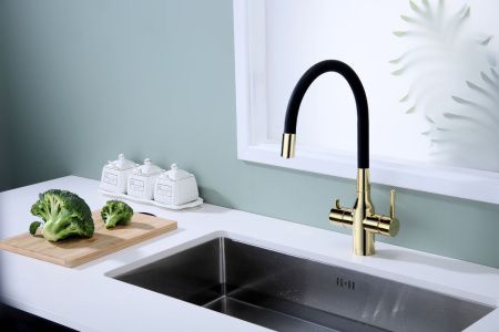 Смеситель для кухни Paulmark ЗОЛОТО Sa213419-G на мойку золото