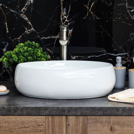 Раковина из сантехнического фарфора Melana 320317-805 50х40 накладная цвет белый без отверстий под смеситель