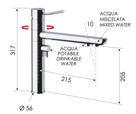 Смеситель для кухни Remer Minimal N40DW на мойку хром