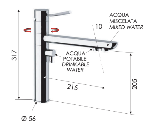Смеситель для кухни Remer Minimal N40DW на мойку хром - фото 3