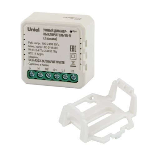 Умный диммер-выключатель Wi-Fi Uniel UCH-A302 2C/DIM/WF WHITE - фото 2