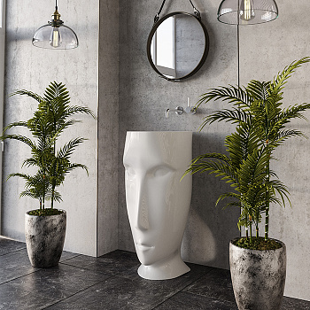 Раковина из сантехнического фарфора Kerasan Artwork 474001 45х51 напольная цвет белый без отверстий под смеситель