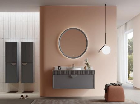 Тумба с раковиной Orka Molino 5004667 100х60 подвесная цвет черный