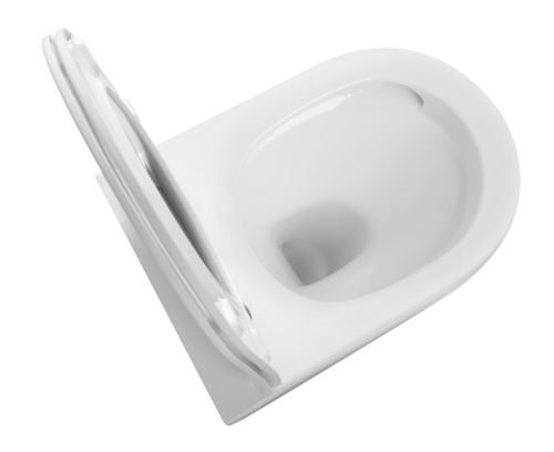 Унитаз подвесной SantiLine SL-5025 цвет белый с сиденьем микролифт безободковый смыв воронка-водоворот - фото 2