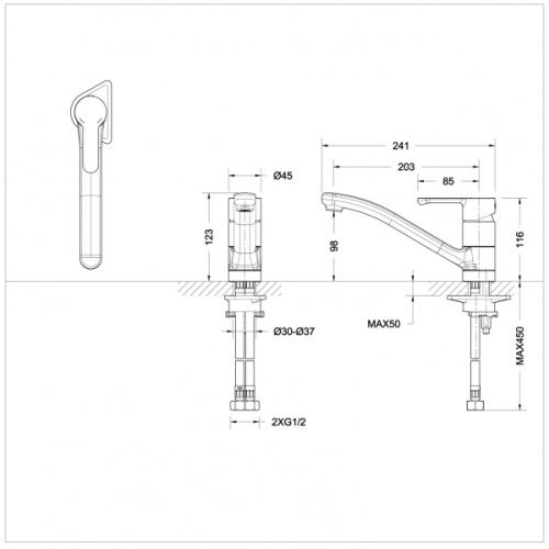Смеситель для кухни Bravat Stream F73783BC-2 на столешницу черный - фото 2