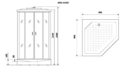 Душевая кабина Niagara Premium 60010114GD 90х90 пятиугольная с крышей ориентация универсальная