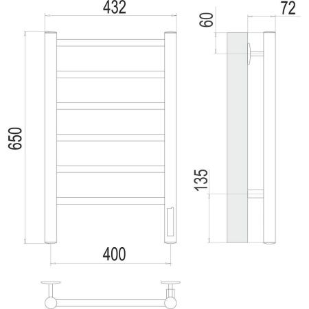 Полотенцесушитель электрический Terminus 4670078531148 45х65 хром