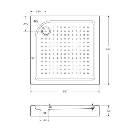 Душевой поддон акриловый BelBagno TRAY-BB-A-95-15-W 95х95 белый с ножками