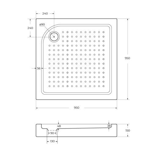 Душевой поддон BelBagno TRAY-BB-A-95-15-W 95х95 акрил белый - фото 3
