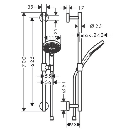 Душевой гарнитур Hansgrohe Raindance Select 26320000 настенный хром