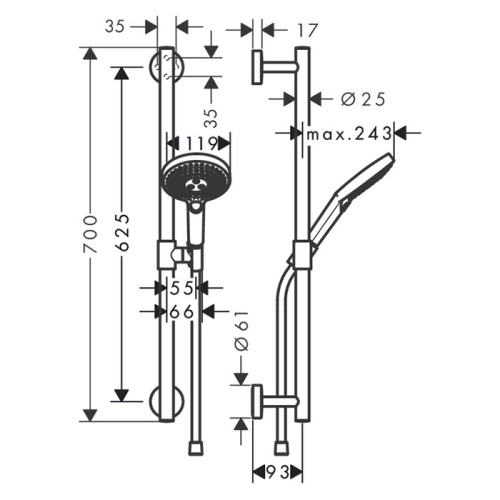 Душевой гарнитур Hansgrohe Raindance Select 26320000 настенный хром - фото 2
