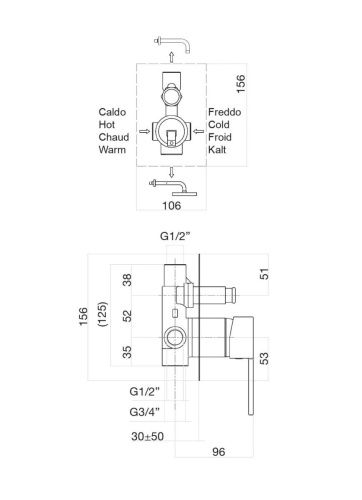 Смеситель для ванны и душа Fiore 77CR7517 встраиваемый в стену хром - фото 3