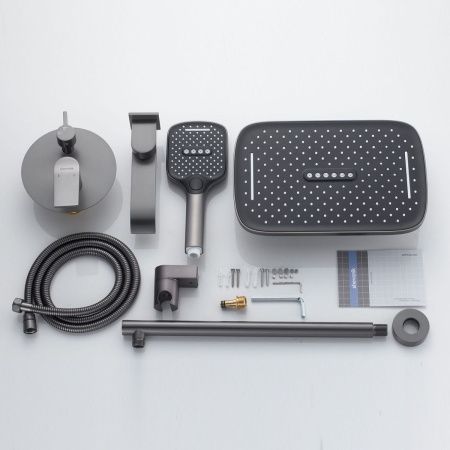 Душевая система Shevanik S4135T встраиваемая в стену цвет оружейная сталь