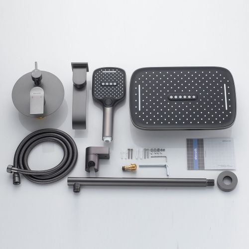 Душевая система Shevanik S4135T встраиваемая в стену цвет оружейная сталь - фото 4