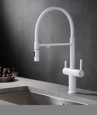 Смеситель для кухни Rose R458C на мойку белый