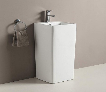 Раковина из санфаянса CeramaLux P7004L 40х40 напольная цвет белый 1 отверстие под смеситель