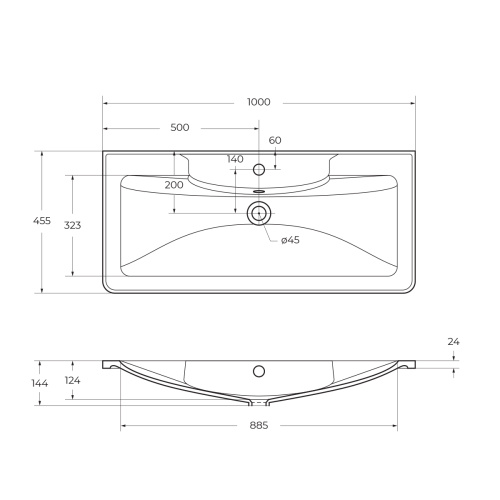 Раковина из искусственного камня BelBagno BB1000/455-LV-MR-ALR 100х46 накладная цвет белый - фото 2