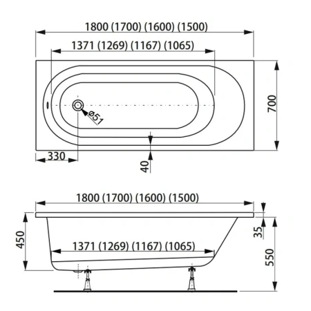 Ванна акриловая Vagnerplast Kasandra VPBA157KAS2X-04 150х70 пристенная прямоугольная без каркаса