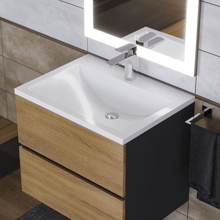 Раковина из искусственного камня Uperwood Self 4538341000 60х50 полувстраиваемая цвет белый