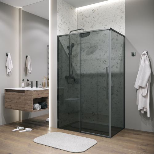 Душевой уголок Grossman Galaxy 120.K33.01.1090.42.10 100х90 стекло тонированное профиль графит матовый - фото 2