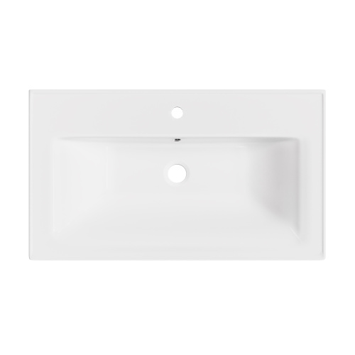 Раковина из сантехнического фарфора Wellsee FreeDom 151106000 80х46 подвесная цвет белый глянцевый 1 отверстие под смеситель - фото 3