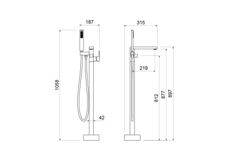 Смеситель Aquatek ЛИБРА AQ1645MB напольный черный матовый