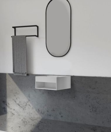 Тумба с раковиной Abber AS2645-0.6 60х50 подвесная цвет белый