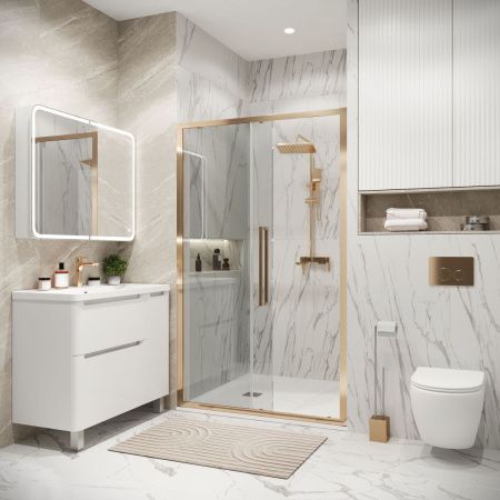 Душевая дверь Grossman Cosmo 100.K33.02.110.32.00 110х195 стекло прозрачное профиль золото