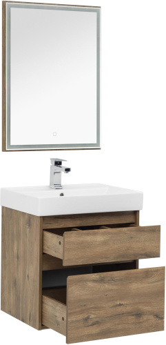 Комплект мебели: тумба с раковиной + зеркало Aquanet Nova Lite 00254216 60,5х45,7х145 напольный/подвесной - фото 2