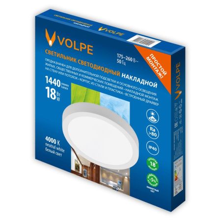 Светильник накладной Volpe ULM-Q241 18W/4000K WHITE