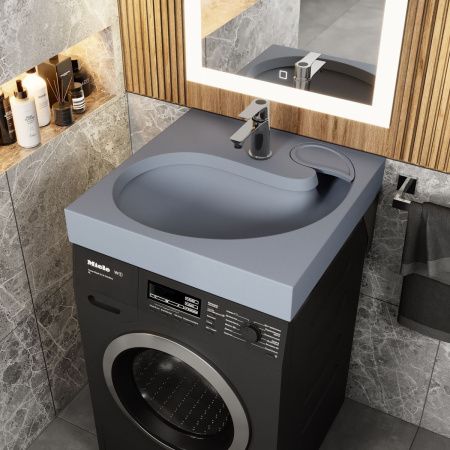 Раковина из искусственного камня Uperwood Comforty 2930205238 60х60 над стиральной машиной цвет серый