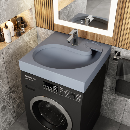 Раковина Uperwood Comforty 60 см 2930205238 над стиральной машиной цвет серый - фото 3
