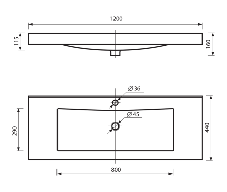 Раковина мебельная из искусственного камня Misty Мисти 120 Р-Мис14120 120х40 накладная цвет белый