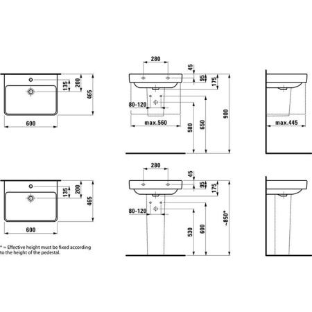 Раковина керамическая Laufen Pro 8.1096.3.000.104.1 60 см подвесная цвет белый 1 отверстие под смеситель