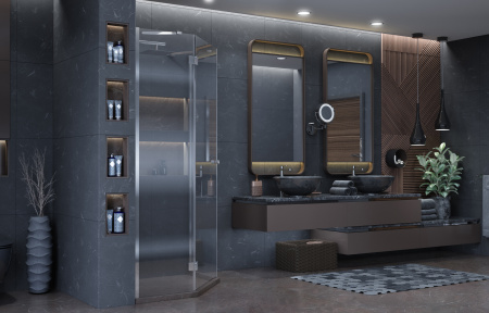 Душевая перегородка Ambassador Benefit 90HB 90х200 стекло прозрачное профиль черный Душевая перегородка Ambassador Benefit 90HB 90х200 стекло прозрачное профиль черный