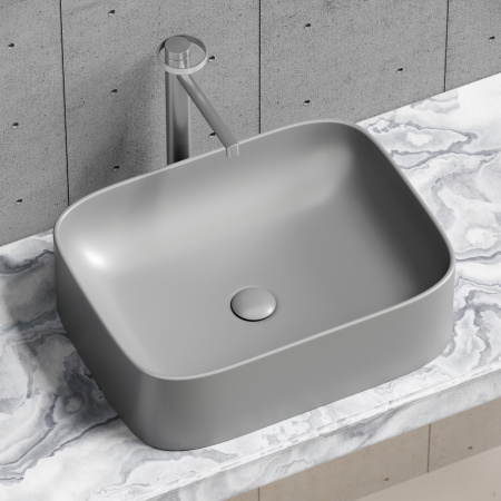 Раковина из сантехнического фарфора Ceramica Nova ELEMENT CN6052MH 51х38 накладная цвет антрацит матовый без отверстий под смеситель