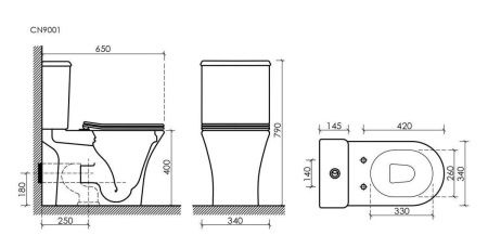 Унитаз напольный с бачком Ceramica Nova FORTUNA CN9001 белый с сиденьем микролифт безободковый душевой смыв