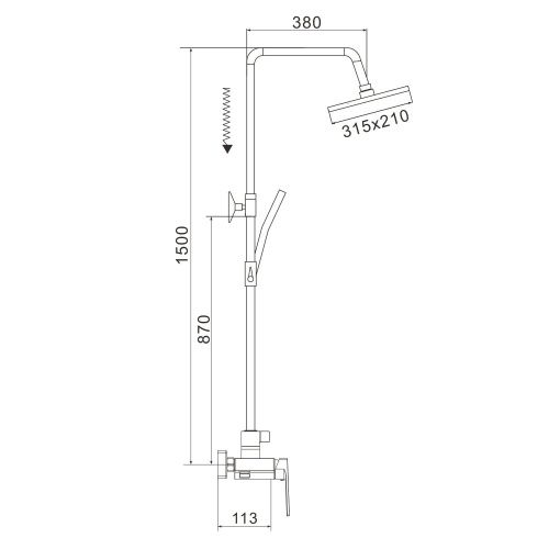 Душевая стойка Rose R1836T-6 настенная цвет пепельный - фото 3