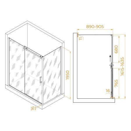 Душевой уголок RGW Tornado 02074469-11 160х90 стекло прозрачное профиль хром без поддона