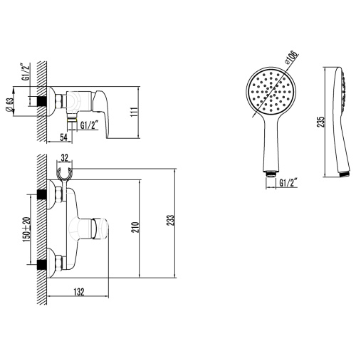 Смеситель для душа LeMark Pramen LM3303C настенный хром - фото 2