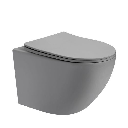 Унитаз подвесной Abber Bequem AC1101TMG серый с сиденьем микролифт безободковый смыв торнадо