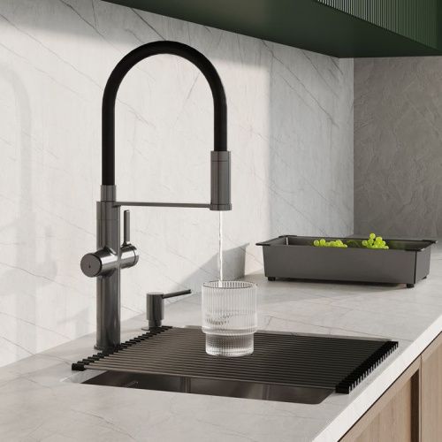 Смеситель для кухни Iddis Ikon IKNGMFFi05 на столешницу графит - фото 3