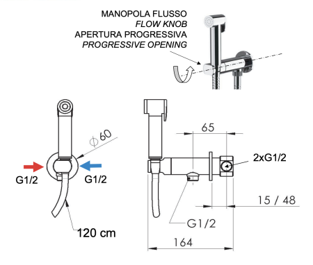 Гигиенический душ со смесителем Remer X Style N64W хром