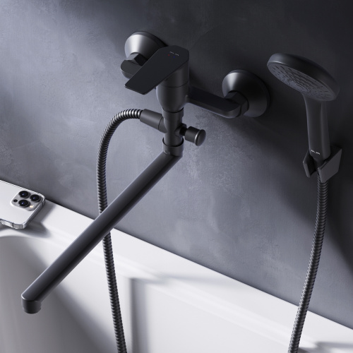 Смеситель для ванны и душа Am.Pm Gem F90A90122 настенный черный без термостата