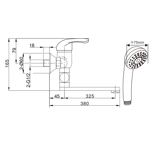 Смеситель для ванны WesnaArt Prof PRO18-320 настенный хром - фото 2