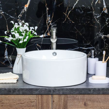 Раковина из сантехнического фарфора Melana 7076-805 40х40 накладная цвет белый без отверстий под смеситель