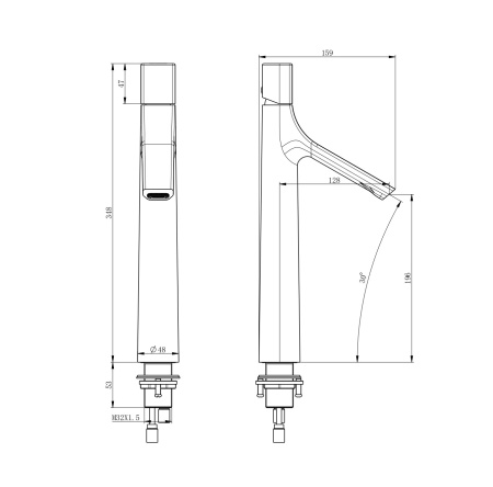 Смеситель Wonzon & Woghand The one WW-H1011-BGG на столешницу графит